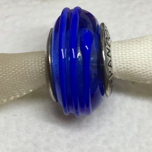 Pandora Glass with Blue Swirl Bead Charm